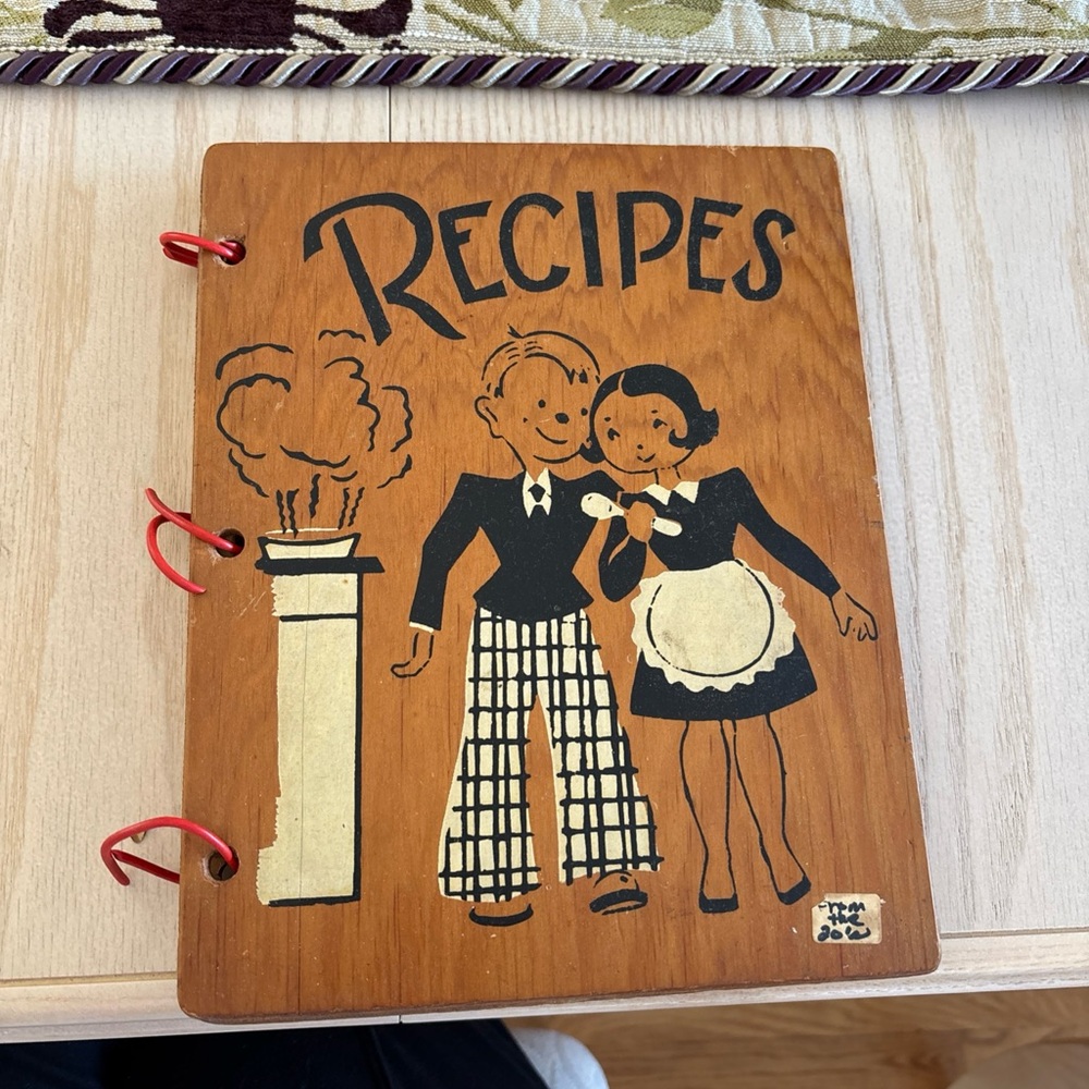 VINTAGE 1920’s wooden hand painter Recipes book with blank pages